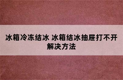 冰箱冷冻结冰 冰箱结冰抽屉打不开解决方法